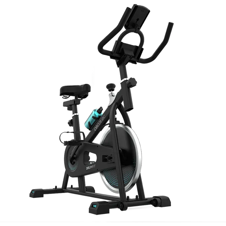 Cecotec Drumfit Indoor Bike with adjustable magnetic resistance, comfortable saddle, and LCD display for effective home workouts