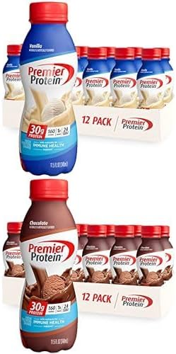 Premier Protein Shake - Chocolate bottle showcasing nutritional information and benefits