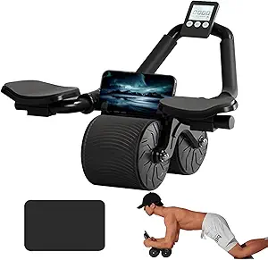 2-in-1 Ab Roller with Automatic Rebound, Anti-Slip Layers, and Elbow Support