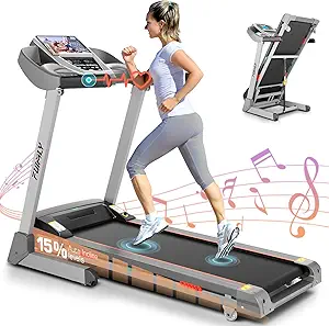 FUNMILY Treadmill with Automatic 15% Incline and HD Display