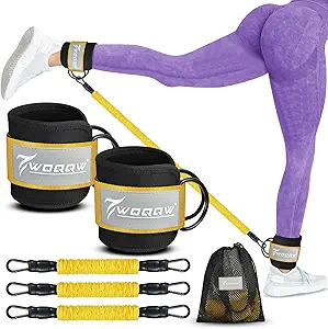 "Ankle Resistance Bands with adjustable ankle straps for leg and glute exercises. High-quality, durable elastic resistance bands designed for home and travel workouts.