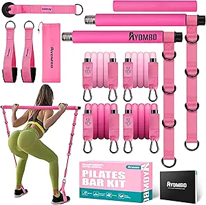 Adjustable Pilates bar kit with resistance bands for full-body workouts